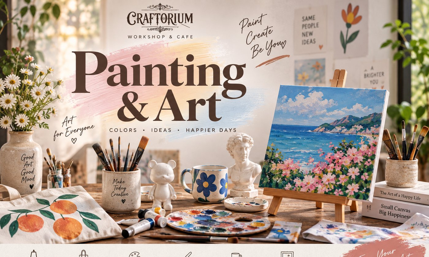 Painting and art workshop materials at Craftorium Workshop Pattaya