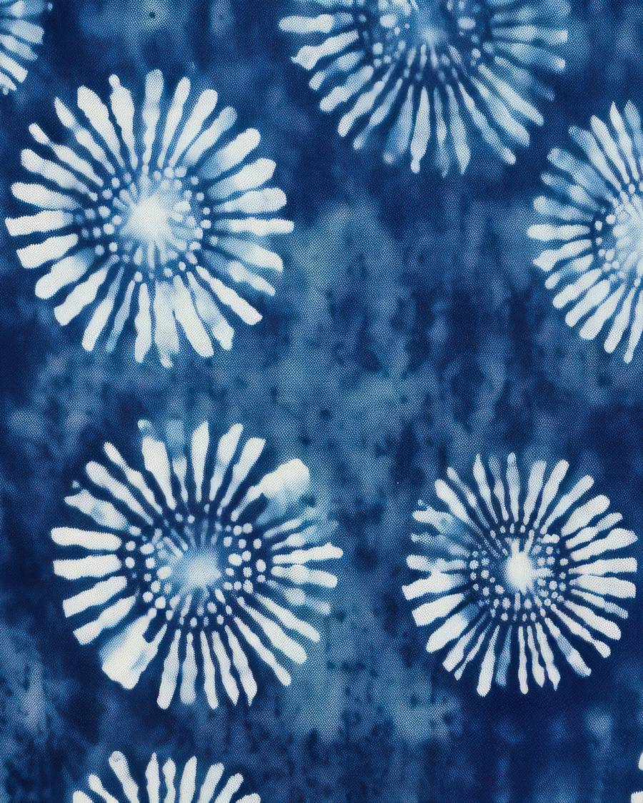 Indigo shibori pattern detail on hand-dyed cloth