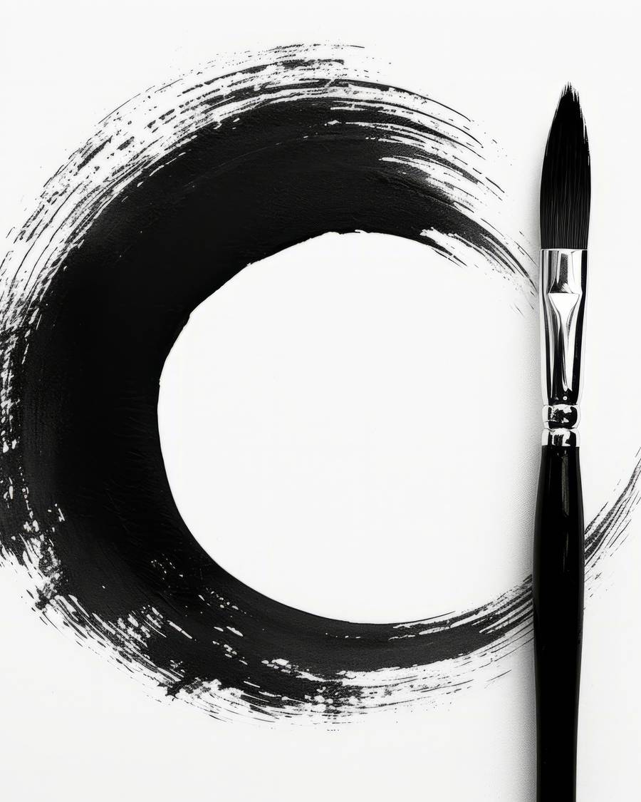 A single ink brushstroke, Japanese calligraphy